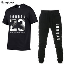 Load image into Gallery viewer, 23 JORDAN Summer Hot Sale Men&#39;s Sets T Shirts+pants Two Pieces Sets Casual Tracksuit Male Tshirt Gyms Fitness trouser