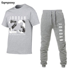 Load image into Gallery viewer, 23 JORDAN Summer Hot Sale Men&#39;s Sets T Shirts+pants Two Pieces Sets Casual Tracksuit Male Tshirt Gyms Fitness trouser