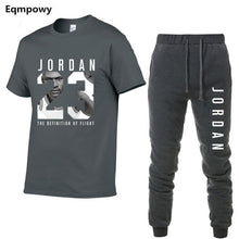 Load image into Gallery viewer, 23 JORDAN Summer Hot Sale Men&#39;s Sets T Shirts+pants Two Pieces Sets Casual Tracksuit Male Tshirt Gyms Fitness trouser