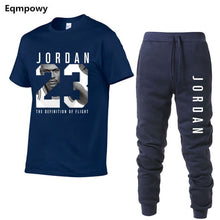 Load image into Gallery viewer, 23 JORDAN Summer Hot Sale Men&#39;s Sets T Shirts+pants Two Pieces Sets Casual Tracksuit Male Tshirt Gyms Fitness trouser