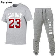 Load image into Gallery viewer, 23 JORDAN Summer Hot Sale Men&#39;s Sets T Shirts+pants Two Pieces Sets Casual Tracksuit Male Tshirt Gyms Fitness trouser