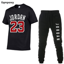 Load image into Gallery viewer, 23 JORDAN Summer Hot Sale Men&#39;s Sets T Shirts+pants Two Pieces Sets Casual Tracksuit Male Tshirt Gyms Fitness trouser