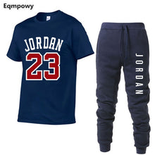 Load image into Gallery viewer, 23 JORDAN Summer Hot Sale Men&#39;s Sets T Shirts+pants Two Pieces Sets Casual Tracksuit Male Tshirt Gyms Fitness trouser
