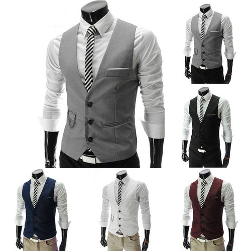 2019 Hot Men Formal Dress Suit Vests Slim Fit Men Suit Vest Male Wedding Party Waistcoat Homme Casual Sleeveless Business Jacket