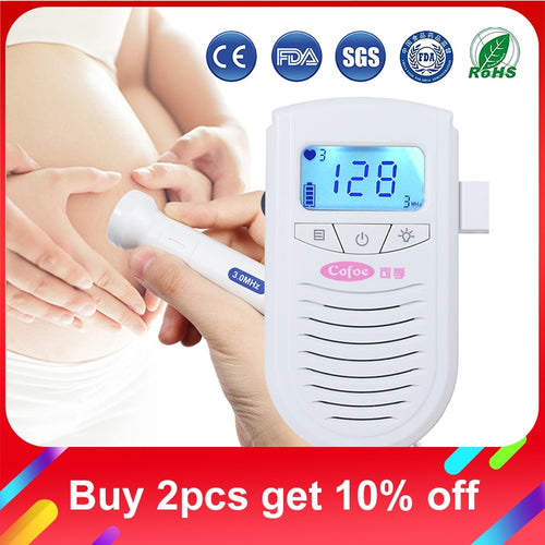 Cofoe Fetal Doppler Ultrasound Baby Heartbeat Detector Home Pregnant Doppler Baby Heart Rate Monitor Pocket Doppler 3.0MHz