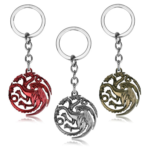 RJ Game of Thrones Keychain House Stark Wolf Beer Opener Key chain A Song Of Ice And Fire Targaryen Dragon Keyring Souvenir Gift