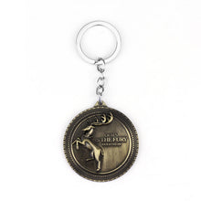 Load image into Gallery viewer, RJ Game of Thrones Keychain House Stark Wolf Beer Opener Key chain A Song Of Ice And Fire Targaryen Dragon Keyring Souvenir Gift