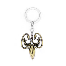 Load image into Gallery viewer, RJ Game of Thrones Keychain House Stark Wolf Beer Opener Key chain A Song Of Ice And Fire Targaryen Dragon Keyring Souvenir Gift