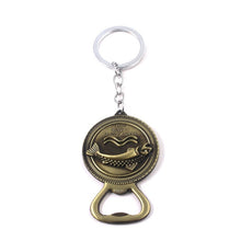Load image into Gallery viewer, RJ Game of Thrones Keychain House Stark Wolf Beer Opener Key chain A Song Of Ice And Fire Targaryen Dragon Keyring Souvenir Gift