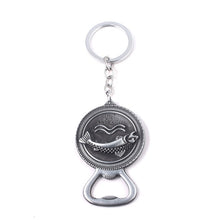 Load image into Gallery viewer, RJ Game of Thrones Keychain House Stark Wolf Beer Opener Key chain A Song Of Ice And Fire Targaryen Dragon Keyring Souvenir Gift