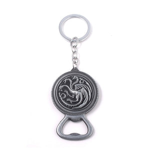 RJ Game of Thrones Keychain House Stark Wolf Beer Opener Key chain A Song Of Ice And Fire Targaryen Dragon Keyring Souvenir Gift
