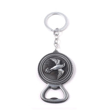 Load image into Gallery viewer, RJ Game of Thrones Keychain House Stark Wolf Beer Opener Key chain A Song Of Ice And Fire Targaryen Dragon Keyring Souvenir Gift