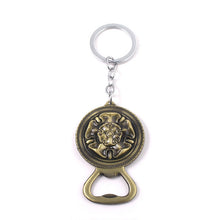 Load image into Gallery viewer, RJ Game of Thrones Keychain House Stark Wolf Beer Opener Key chain A Song Of Ice And Fire Targaryen Dragon Keyring Souvenir Gift