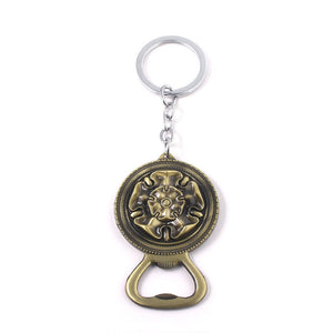 RJ Game of Thrones Keychain House Stark Wolf Beer Opener Key chain A Song Of Ice And Fire Targaryen Dragon Keyring Souvenir Gift