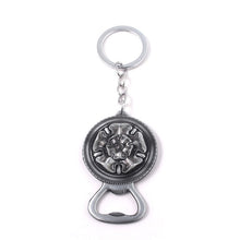 Load image into Gallery viewer, RJ Game of Thrones Keychain House Stark Wolf Beer Opener Key chain A Song Of Ice And Fire Targaryen Dragon Keyring Souvenir Gift