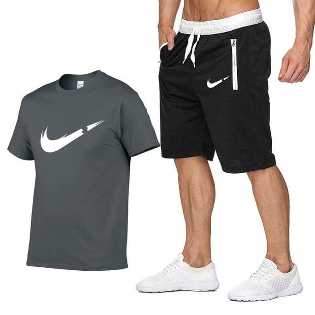 Nike T Shirt+Shorts Sets Men Letter Printed Summer Suits 2019 Casual Tshirt Men Tracksuits Brand Clothing Streetwwar Tops Tees Set Male
