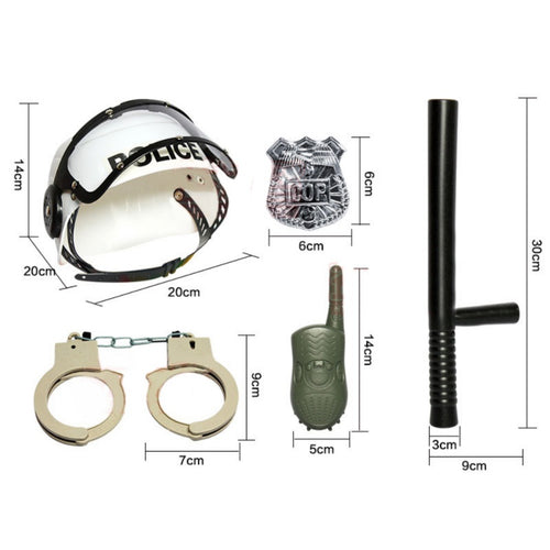 Pretend Play Toy Hat Walkie Talkie Handcuffs Set Toys Children Boys Police Baton Emblem Policeman Role  Parent-child Interactive