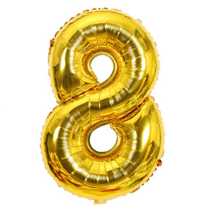 32inch 0-9 Large Helium Digital Air Ballons Foil Children Birthday Party Toys Silver Gold Rose Color Party Kids Cartoon Hat Toys