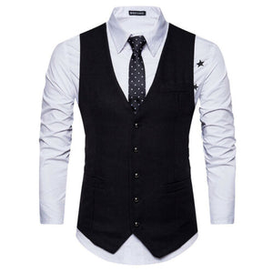 Vest Fit Business Formal Slim Suit Trendy Tuxedo Botton British Men's Botton British  Slim Fit Formal Vest Suit Tuxedo Waistcoat