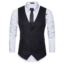 Load image into Gallery viewer, Vest Fit Business Formal Slim Suit Trendy Tuxedo Botton British Men&#39;s Botton British  Slim Fit Formal Vest Suit Tuxedo Waistcoat