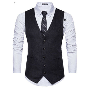 Vest Fit Business Formal Slim Suit Trendy Tuxedo Botton British Men's Botton British  Slim Fit Formal Vest Suit Tuxedo Waistcoat