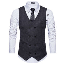 Load image into Gallery viewer, Vest Fit Business Formal Slim Suit Trendy Tuxedo Botton British Men&#39;s Botton British  Slim Fit Formal Vest Suit Tuxedo Waistcoat