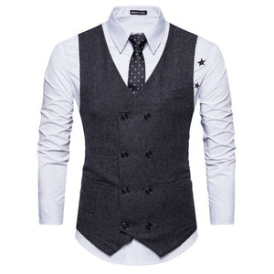 Vest Fit Business Formal Slim Suit Trendy Tuxedo Botton British Men's Botton British  Slim Fit Formal Vest Suit Tuxedo Waistcoat