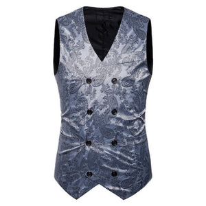 Vest Fit Business Formal Slim Suit Trendy Tuxedo Botton British Men's Botton British  Slim Fit Formal Vest Suit Tuxedo Waistcoat