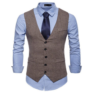 Vest Fit Business Formal Slim Suit Trendy Tuxedo Botton British Men's Botton British  Slim Fit Formal Vest Suit Tuxedo Waistcoat