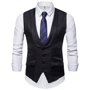 Vest Fit Business Formal Slim Suit Trendy Tuxedo Botton British Men's Botton British  Slim Fit Formal Vest Suit Tuxedo Waistcoat