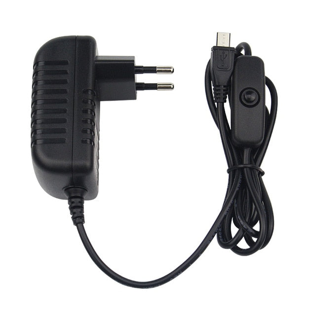 Aokin 5V 3A Power Supply Charger AC Adapter Micro USB Cable with Power On/Off Switch EU US UK AU Plug For Raspberry Pi 3 banana