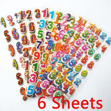 Load image into Gallery viewer, 3D Cartoon Stickers Waterproof Bubble PVC DIY Sticker Princess Car Mickey Kitty Girls Boys Kids Children Gifts 10/6/8 Sheets