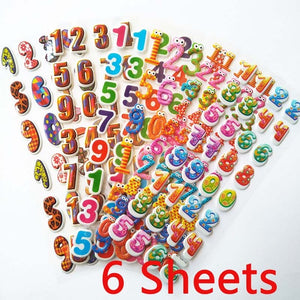 3D Cartoon Stickers Waterproof Bubble PVC DIY Sticker Princess Car Mickey Kitty Girls Boys Kids Children Gifts 10/6/8 Sheets