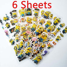 Load image into Gallery viewer, 3D Cartoon Stickers Waterproof Bubble PVC DIY Sticker Princess Car Mickey Kitty Girls Boys Kids Children Gifts 10/6/8 Sheets