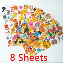 Load image into Gallery viewer, 3D Cartoon Stickers Waterproof Bubble PVC DIY Sticker Princess Car Mickey Kitty Girls Boys Kids Children Gifts 10/6/8 Sheets