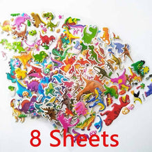 Load image into Gallery viewer, 3D Cartoon Stickers Waterproof Bubble PVC DIY Sticker Princess Car Mickey Kitty Girls Boys Kids Children Gifts 10/6/8 Sheets