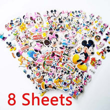 Load image into Gallery viewer, 3D Cartoon Stickers Waterproof Bubble PVC DIY Sticker Princess Car Mickey Kitty Girls Boys Kids Children Gifts 10/6/8 Sheets