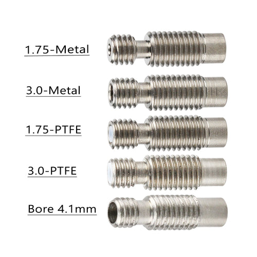 3D Printer E3D V6 Heat Break Hotend Throat For 1.75/3.0/4.1mm All-Metal / with PTFE, Stainless Steel Remote Feeding Tube Pipes