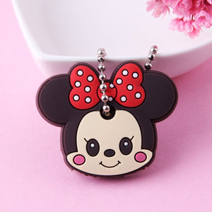 Cartoon Anime Cute Key Cover Cap Silicone Mickey Stitch Bear Keychain Women Gift Owl Porte Clef Hello Kitty Minne Key Chain