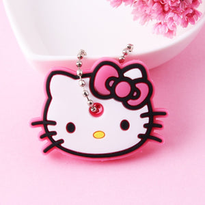 Cartoon Anime Cute Key Cover Cap Silicone Mickey Stitch Bear Keychain Women Gift Owl Porte Clef Hello Kitty Minne Key Chain