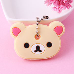 Cartoon Anime Cute Key Cover Cap Silicone Mickey Stitch Bear Keychain Women Gift Owl Porte Clef Hello Kitty Minne Key Chain