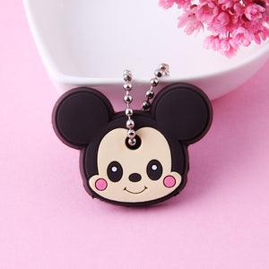Cartoon Anime Cute Key Cover Cap Silicone Mickey Stitch Bear Keychain Women Gift Owl Porte Clef Hello Kitty Minne Key Chain