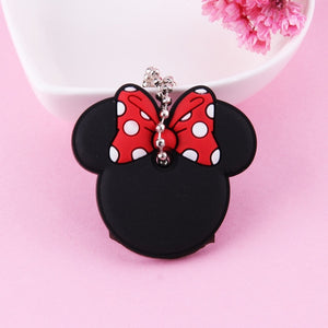 Cartoon Anime Cute Key Cover Cap Silicone Mickey Stitch Bear Keychain Women Gift Owl Porte Clef Hello Kitty Minne Key Chain