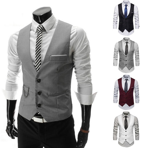 2019 New Men Dress Vests For Men Slim Fit Mens Suit Vest Male Waistcoat Gilet Homme Casual Sleeveless Formal Business Jacket
