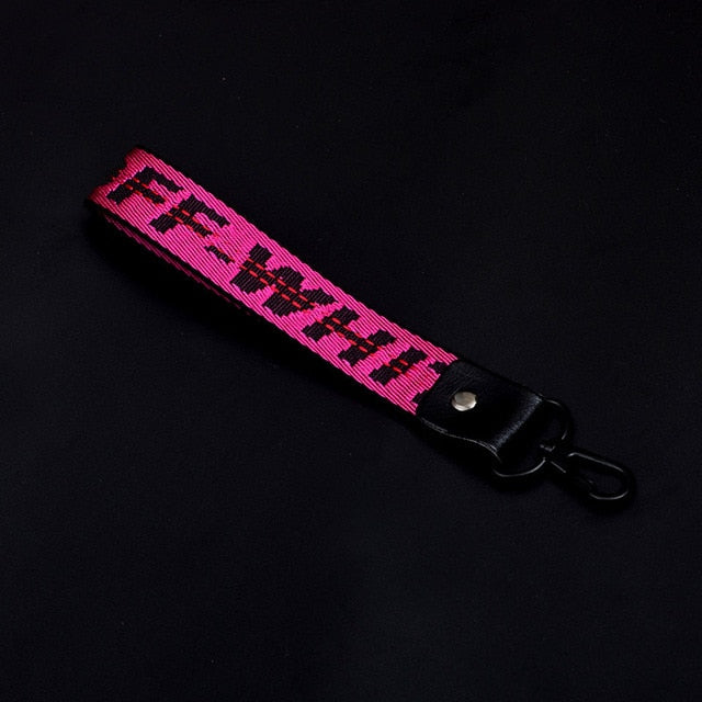 Off White Ribbon Keychain Women Phone Case Wallet key chain porte clef For Bag Key ring llaveros mujer sleutelhanger Chaveiro