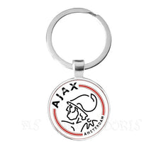 Load image into Gallery viewer, Football Club 25mm Glass Cabochon KeyChain Ajax Football Leagues Logo Soccer Club Keyring For Funs Gift