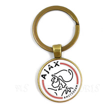 Load image into Gallery viewer, Football Club 25mm Glass Cabochon KeyChain Ajax Football Leagues Logo Soccer Club Keyring For Funs Gift
