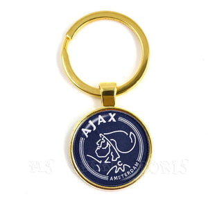 Football Club 25mm Glass Cabochon KeyChain Ajax Football Leagues Logo Soccer Club Keyring For Funs Gift