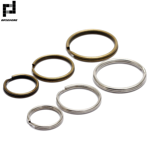 BASEHOME 50pcs/lot 16mm/20mm/25mm Keychain Circle Keyring Findings Fit DIY Keychain Rings Circles Accessories