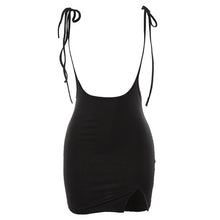 Load image into Gallery viewer, Black Women Dress With Shoulder Straps Package Hip Under Split Slim Suspender Summer-dresses High Waist Mini School Dresses